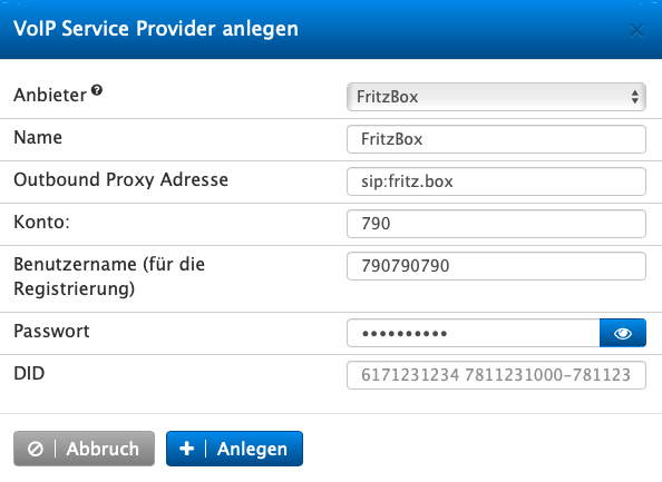 FritzBox Provider