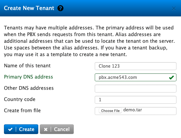 Cloning a tenant