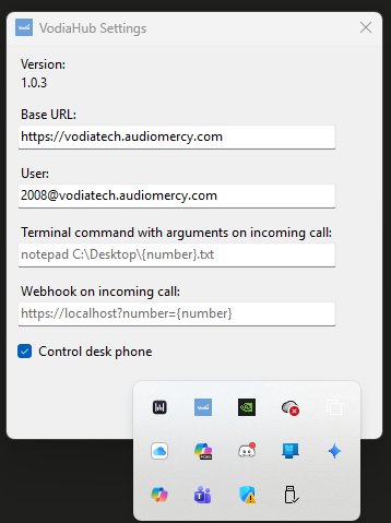 VodiaHub Settings window